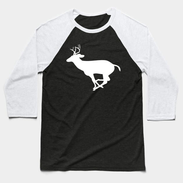 Deer Hunter - Deer running silhouette Baseball T-Shirt by KC Happy Shop